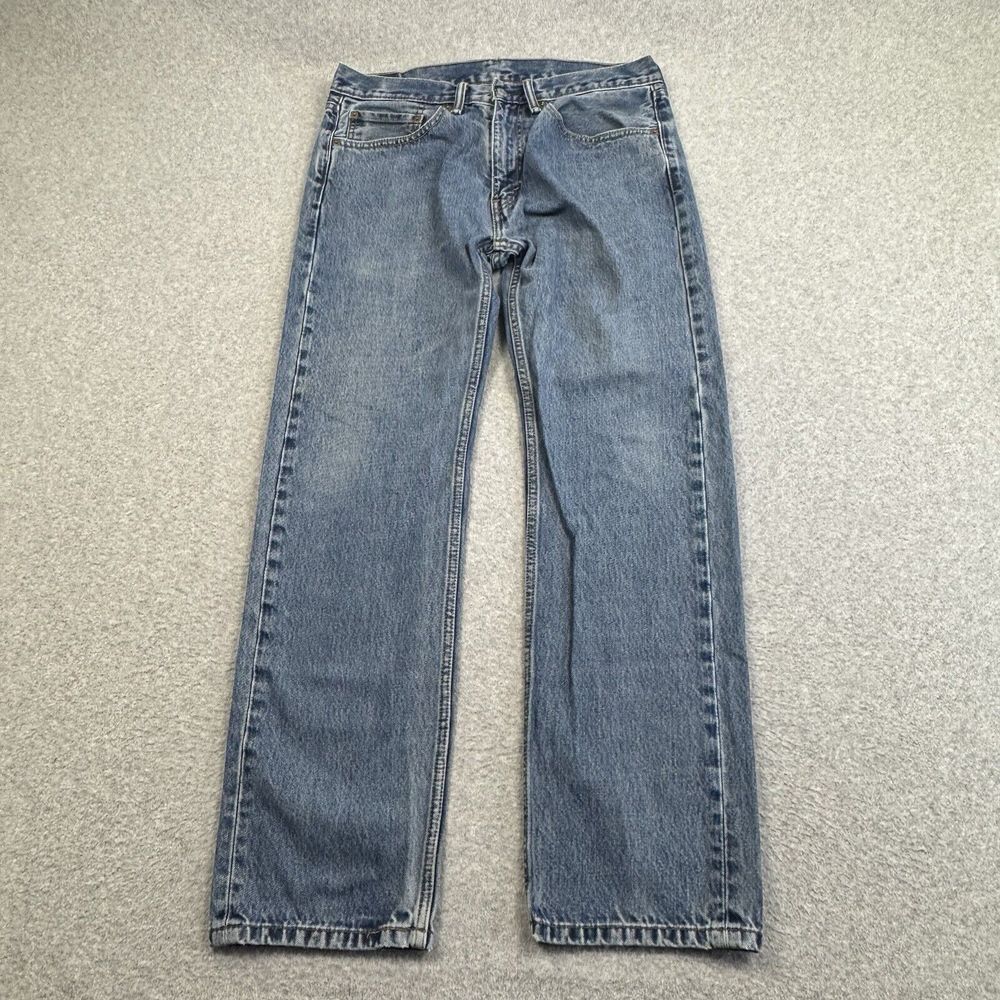 Levis 505 Regular Fit Jeans Mens 34x32 Blue 100% Cotton Straight Leg Loose Denim
